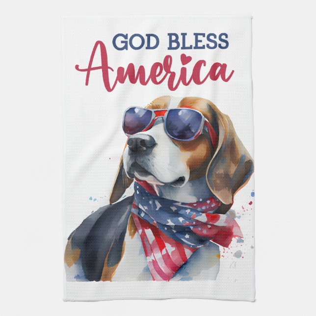 Patriotisk hund-Beagle Kökshandduk (Vertikal)