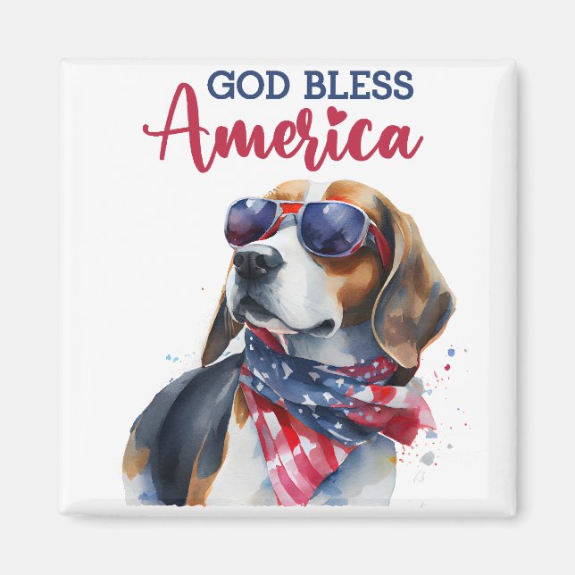 Patriotisk hund-Beagle Magnet (Framsidan)