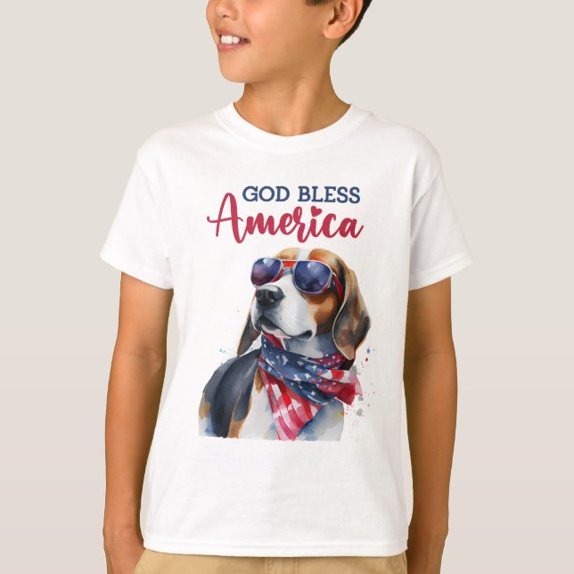 Patriotisk hund-Beagle T Shirt (Framsida)