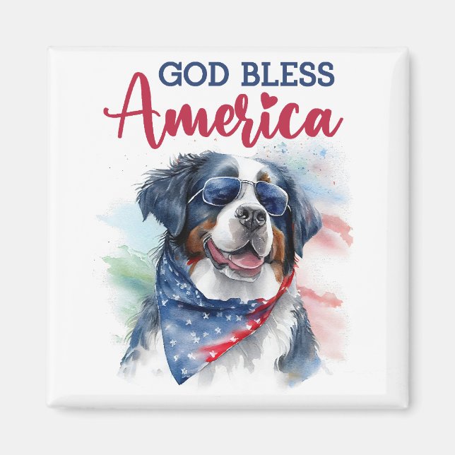 Patriotisk hund - Berner Sennenhund Magnet (Framsidan)
