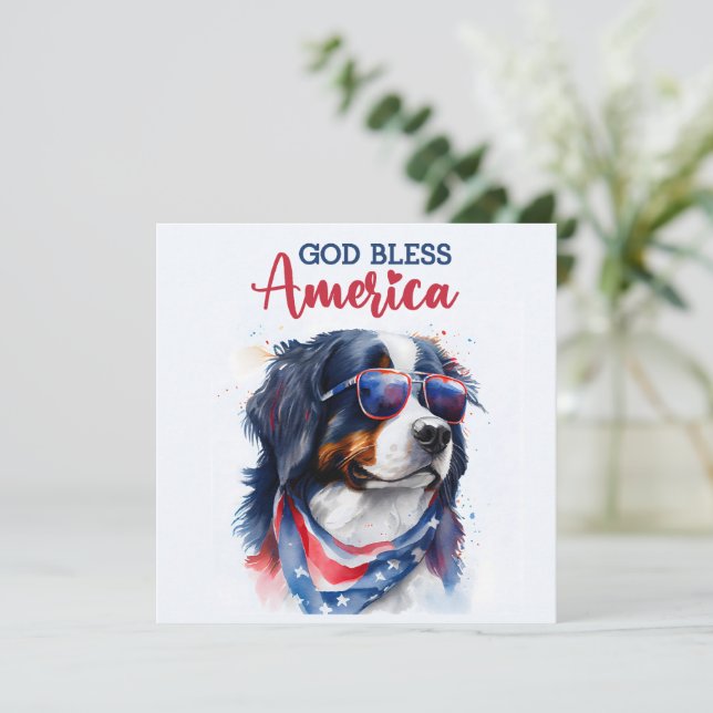 Patriotisk hund- Bernese 4 juli-kort Julkort (Stående Fram)