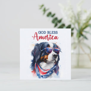 Patriotisk hund- Bernese 4 juli-kort Julkort