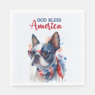 Patriotisk hund-Boston Terrier Pappersservett