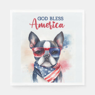 Patriotisk hund-Boston Terrier Pappersservett