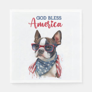 Patriotisk hund-Boston Terrier Pappersservett