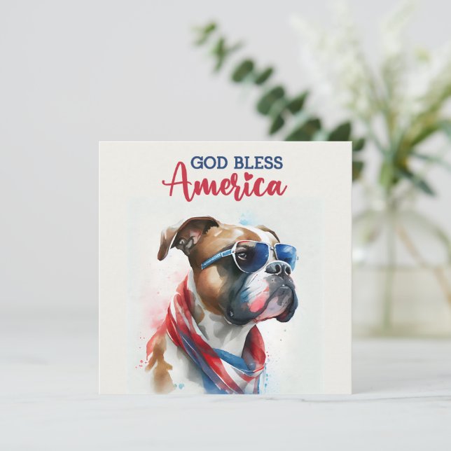 Patriotisk hund-boxare 4 juli-kort julkort (Stående Fram)