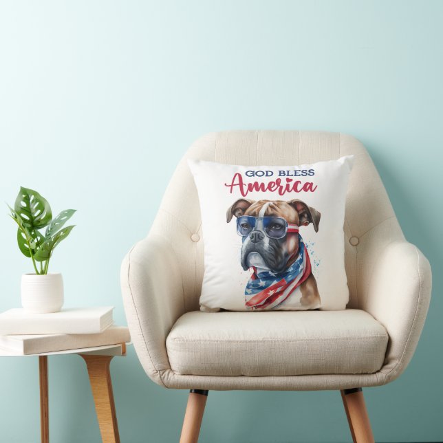 Patriotisk hund-boxare kudde (Stol)