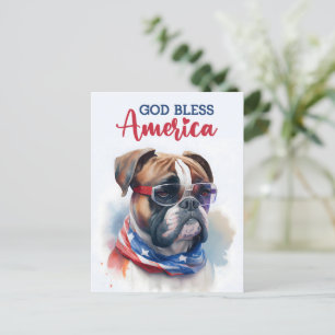 Patriotisk hund-boxer, Gud välsigne Amerika vykort