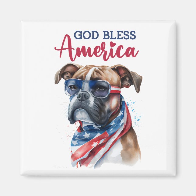 Patriotisk hund-Boxer Magnet (Framsidan)