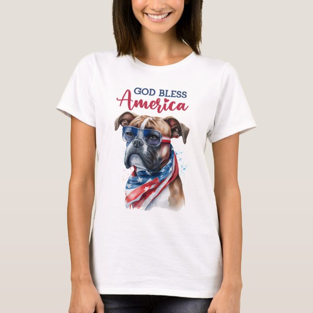 Patriotisk hund-boxer t shirt (Framsida)