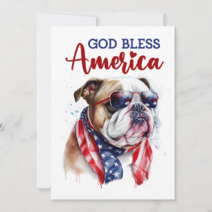 Patriotisk hund- Bulldogg 4 juli-kort Julkort