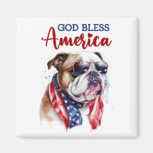 Patriotisk hund - Bulldogg Magnet