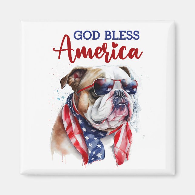 Patriotisk hund - Bulldogg Magnet (Framsidan)