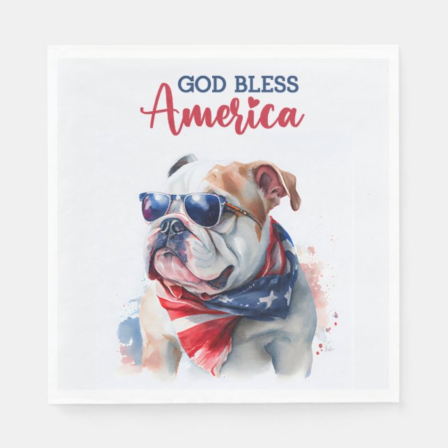 Patriotisk hund - Bulldogg Pappersservett (Framsidan)