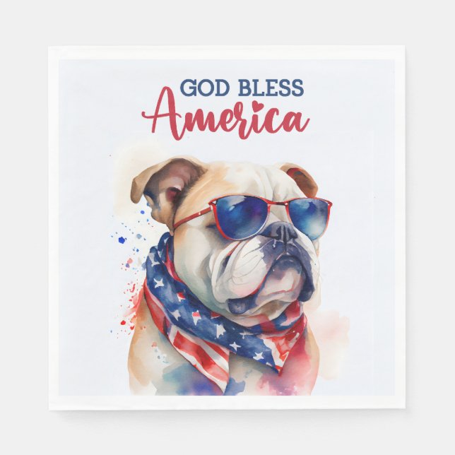 Patriotisk hund - Bulldogg Pappersservett (Framsidan)