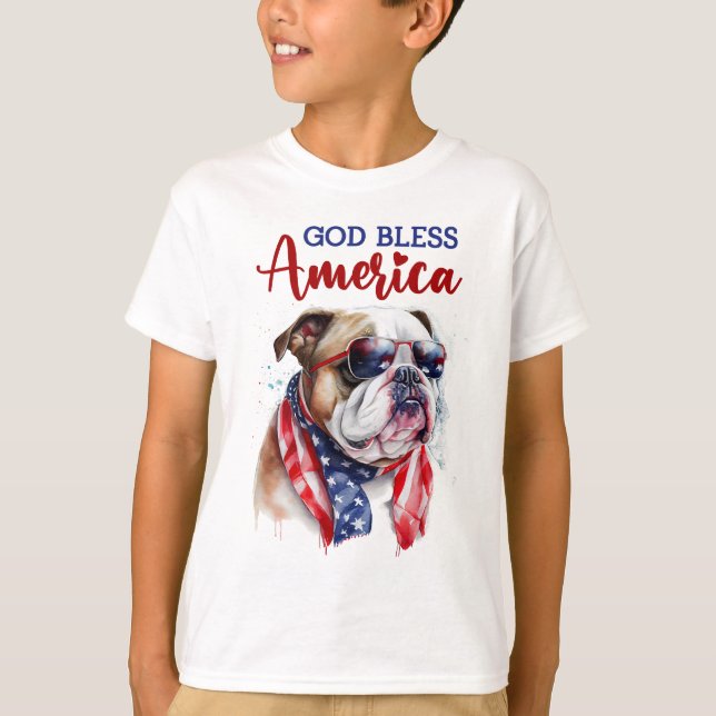 Patriotisk hund - Bulldogg T Shirt (Framsida)