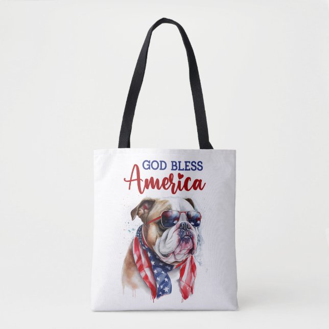 Patriotisk hund - Bulldogg Tygkasse (Framsida)