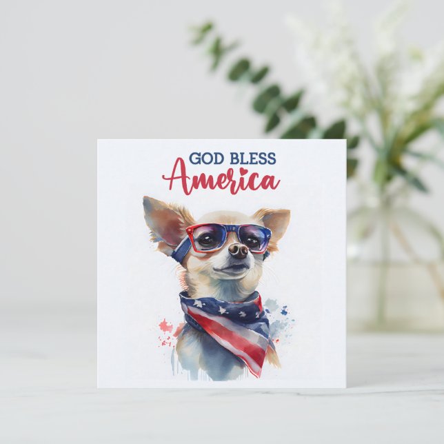 Patriotisk hund-Chihuahua 4 juli-kort Julkort (Stående Fram)