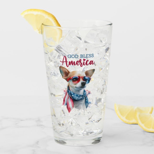 Patriotisk Hund-Chihuahua Glaskopp (Framsida Ice)