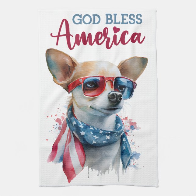 Patriotisk Hund-Chihuahua Kökshandduk (Vertikal)