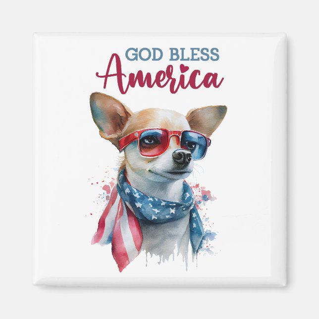 Patriotisk Hund-Chihuahua Magnet (Framsidan)
