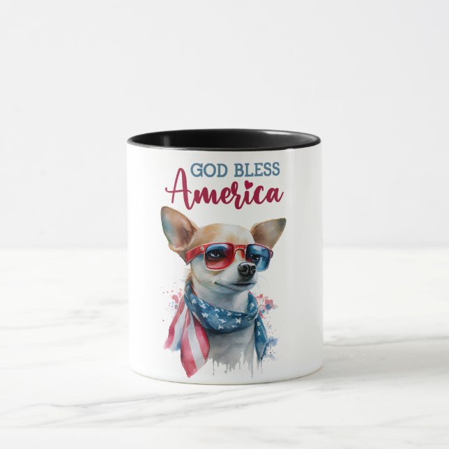 Patriotisk Hund-Chihuahua Mugg (Center)