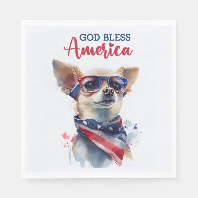 Patriotisk Hund-Chihuahua Pappersservett (Framsidan)