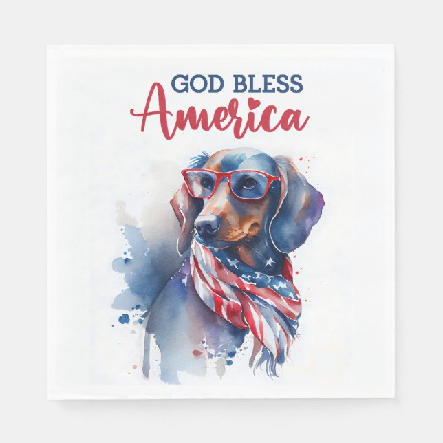 Patriotisk Hund-Dachshund Pappersservett (Framsidan)