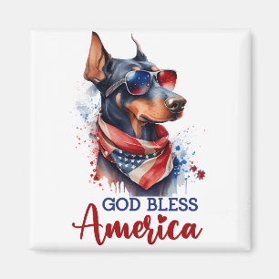 Patriotisk hund - Dobermann Magnet