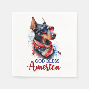Patriotisk hund - Dobermann Pappersservett