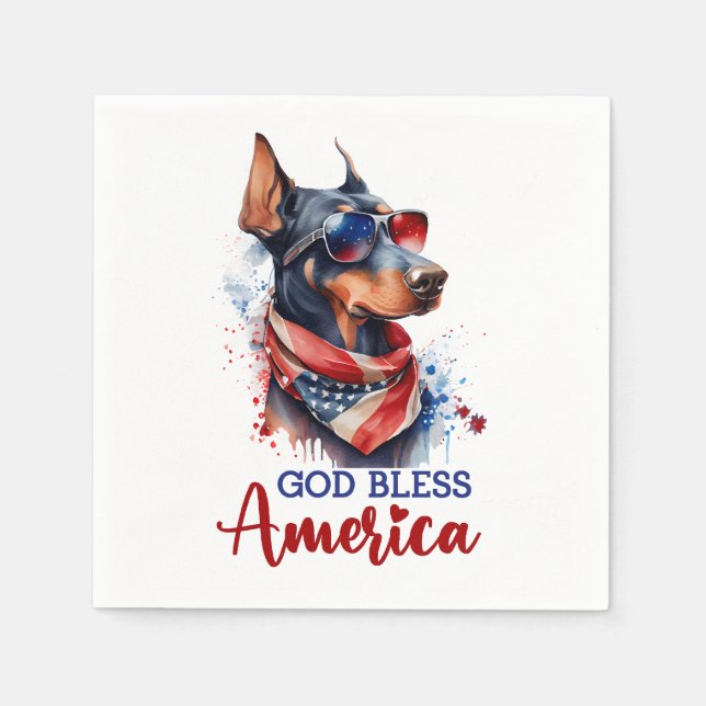 Patriotisk hund - Dobermann Pappersservett (Framsidan)