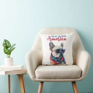 Patriotisk hund - Fransk Bulldog Kudde