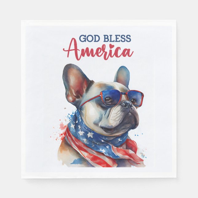 Patriotisk hund - Fransk Bulldog Pappersservett (Framsidan)