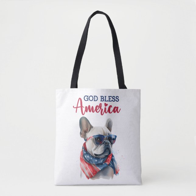 Patriotisk hund - Fransk Bulldog Tygkasse (Framsida)