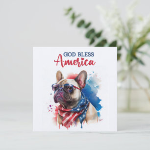 Patriotisk hund - Fransk bulldogg 4 juli-kort Julkort