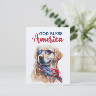 Patriotisk hund - Golden Retriever 4 juli-kort Julkort