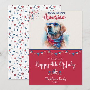 Patriotisk hund-Golden Retriever 4 juli-kort Kort