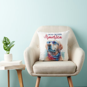 Patriotisk Hund-Golden Retriever Kudde