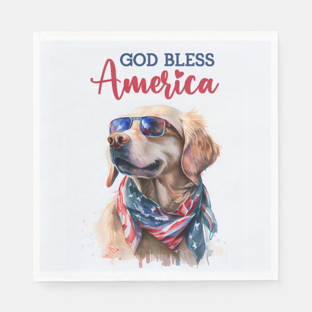 Patriotisk Hund-Golden Retriever Pappersservett (Framsidan)