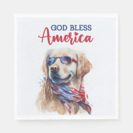 Patriotisk Hund-Golden Retriever Pappersservett