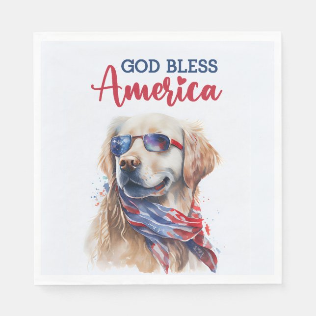 Patriotisk Hund-Golden Retriever Pappersservett (Framsidan)