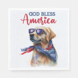 Patriotisk Hund-Golden Retriever Pappersservett