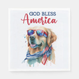 Patriotisk Hund-Golden Retriever Pappersservett