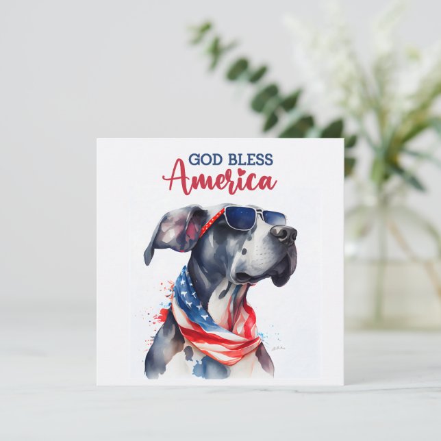 Patriotisk hund - Grand danois 4:e juli-kort Julkort (Stående Fram)