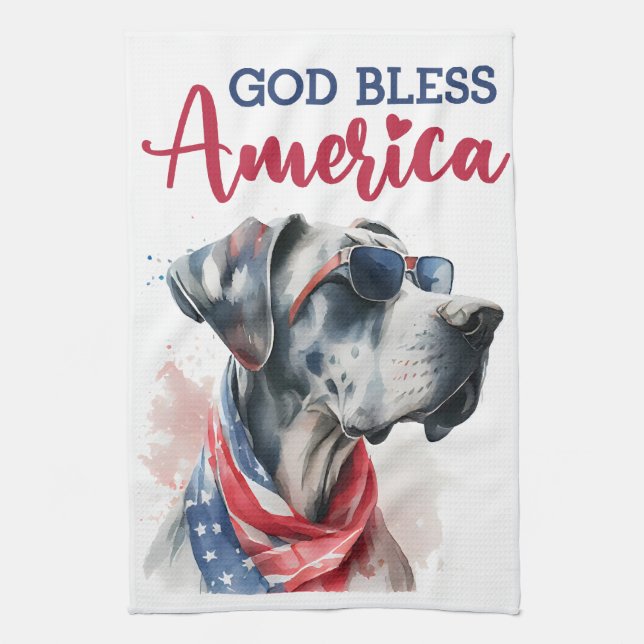 Patriotisk hund - Grand danois Kökshandduk (Vertikal)