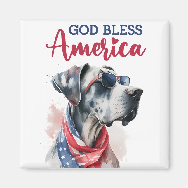 Patriotisk hund - Grand danois Magnet (Framsidan)