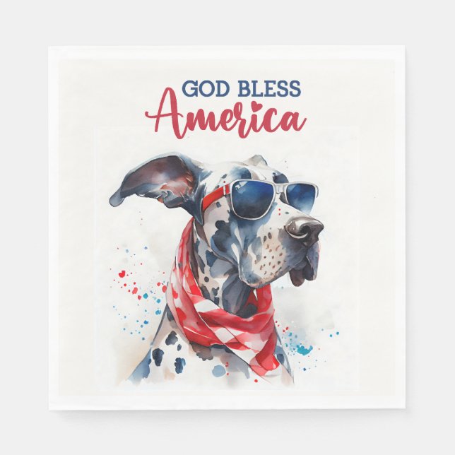 Patriotisk hund - Grand danois Pappersservett (Framsidan)