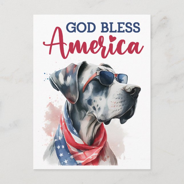 Patriotisk hund - Grand danois Vykort (Framsida)