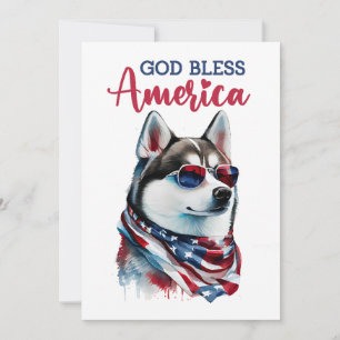 Patriotisk hund-Husky 4 juli-kort Julkort