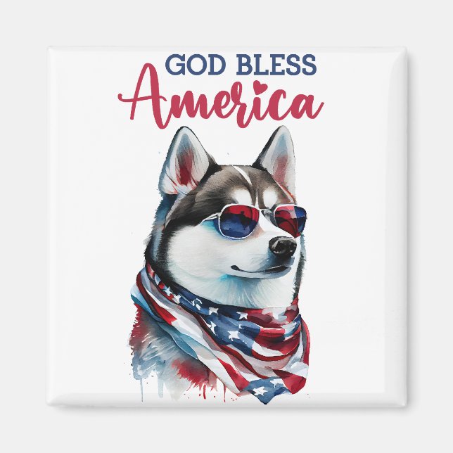Patriotisk hund - Husky Magnet (Framsidan)